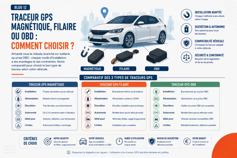 Traceur GPS magnétique, filaire ou OBD : comment choisir ?