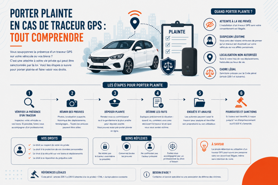 Porter plainte en cas de traceur GPS