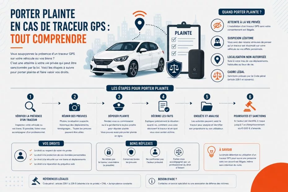 Porter plainte en cas de traceur GPS