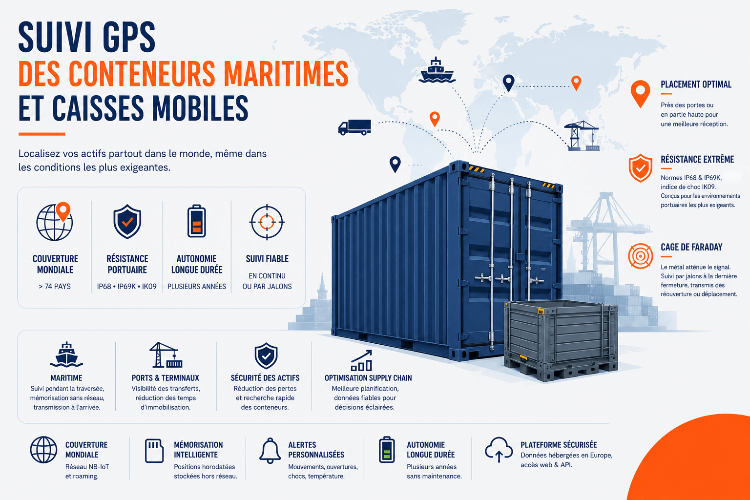 Suivi GPS pour conteneurs maritimes