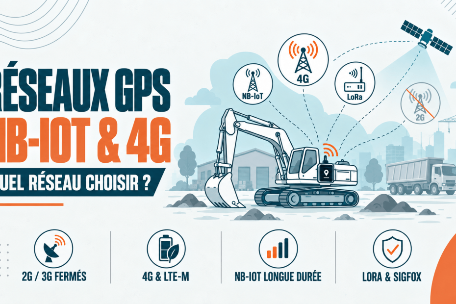 Réseaux GPS : 2G fermé, NB-IoT longue durée, 4G temps réel — le guide complet pour choisir le bon réseau pour vos traceurs professionnels.